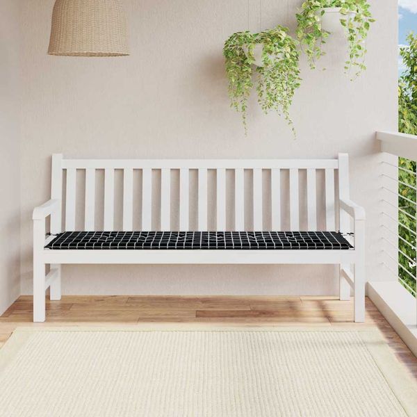 vidaXL Podložka na lavičku Kockovaný Čierna kocka 150 x 50 x 3 cm