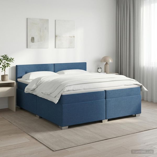 vidaXL Posteľ boxspring s matracom Modrá 200 x 200 cm Látka