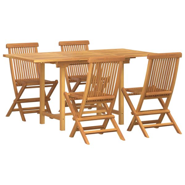vidaXL Záhradný jedálenský set 5 pcs Hnedá Husté teakové drevo