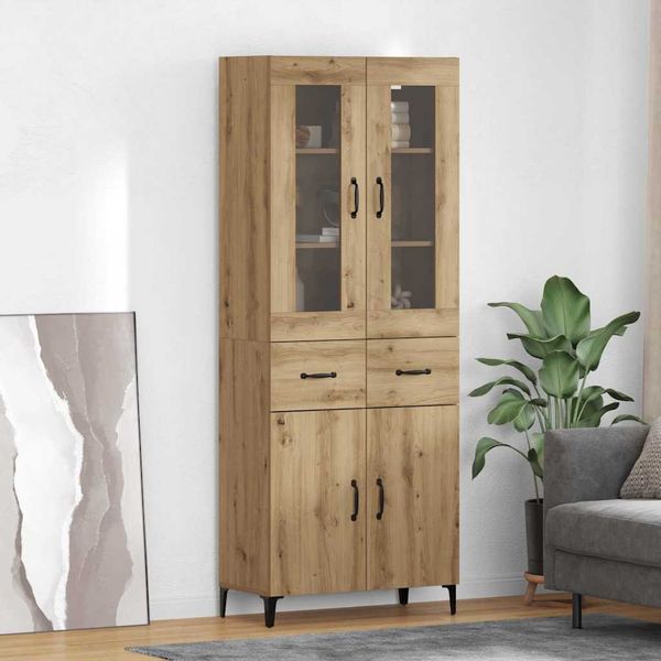 vidaXL Highboard Remeselný dub 69,5 x 34 x 180 cm Kompozitné drevo