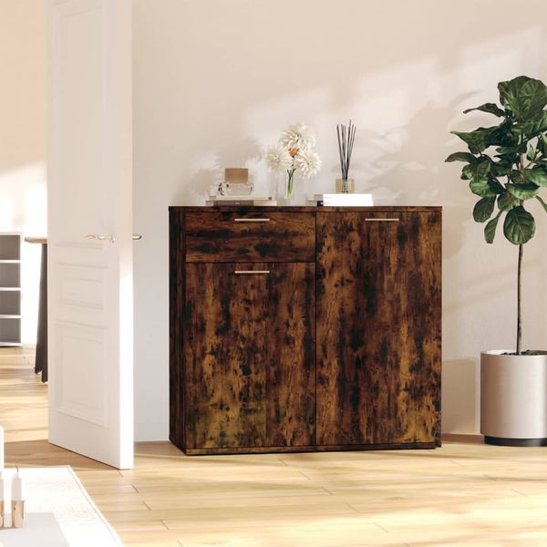 vidaXL Komoda údený dub 80x36x75 cm spracované drevo