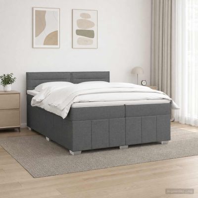 vidaXL LED boxspring posteľ s matracom Tmavosivá 200 x 200 cm Látka