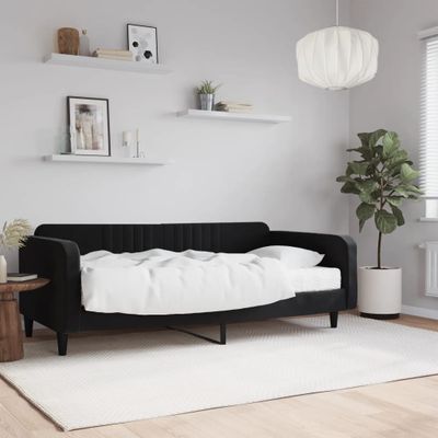 vidaXL Denná posteľ s matracom čierna 100x200 cm zamat