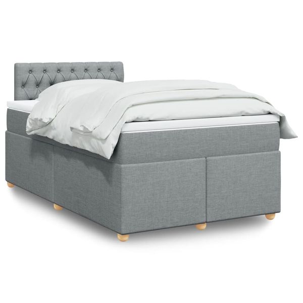 vidaXL Boxspring posteľ s matracom bledosivá 120x200 cm látka