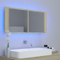vidaXL LED kúpeľňová zrkadlová skrinka dub sonoma 100x12x45 cm akryl