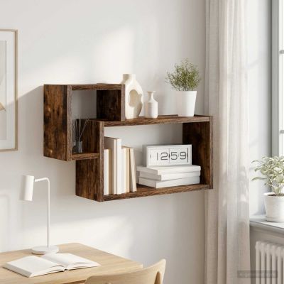vidaXL Stenná polica Nástenná montáž Dymový dub 55 x 15 x 35 cm