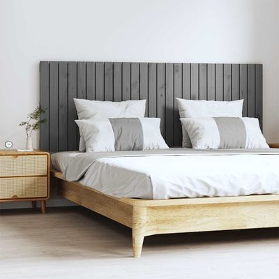 vidaXL Nástenné čelo postele sivé 166x3x60 cm masívna borovica