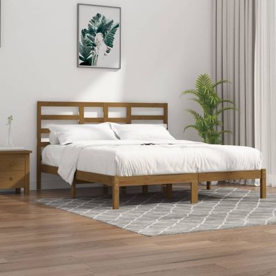 vidaXL Posteľný rám, medový, drevený masív 180x200 cm, Super King