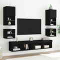 vidaXL TV nástenná skrinka s LED svetlami čierna 30x28,5x30 cm