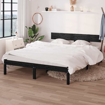 vidaXL Posteľný rám čierny drevený masív 120x190 cm malé dvojlôžko