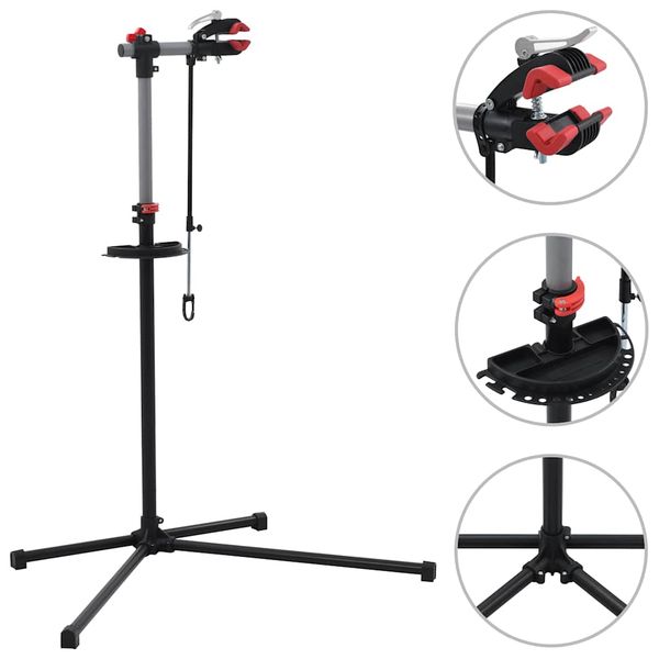 vidaXL Stojan na opravu bicykla 104x68x(110-190) cm oceľový čierny