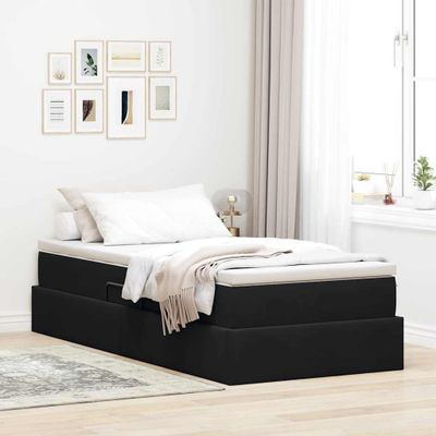 vidaXL Postel s úložným prostorem a matrací Čierna 90 x 200 cm Zamat