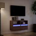 vidaXL TV nástenné skrinky s LED svetlami 2 ks hnedý dub 41x31x45 cm