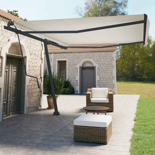 vidaXL Súprava markízových stĺpikov antracitová 450x245 cm železo