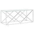 vidaXL Konferenčný stolík 110x45x45 cm nehrdzavejúca oceľ a sklo