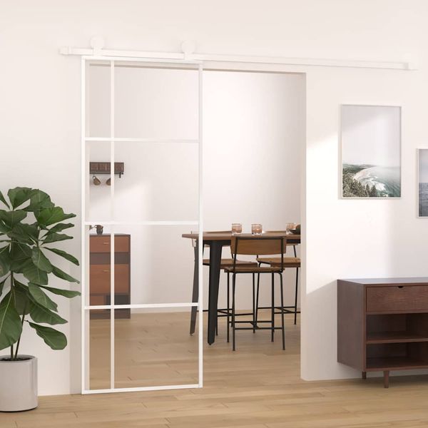 vidaXL Posuvné dvere ESG sklo a hliník 76x205 cm biele