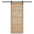 vidaXL Posuvné dvere 86 x 211 cm Borovicový masív Prírodná a čierna
