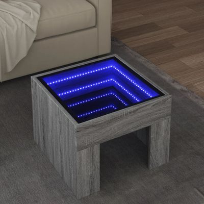 vidaXL Konferenčný stolík s nekonečnými LED sivý sonoma 40x40x30 cm