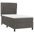 vidaXL Posteľný rám boxspring s matracom tmavosivý 90x200 cm zamat