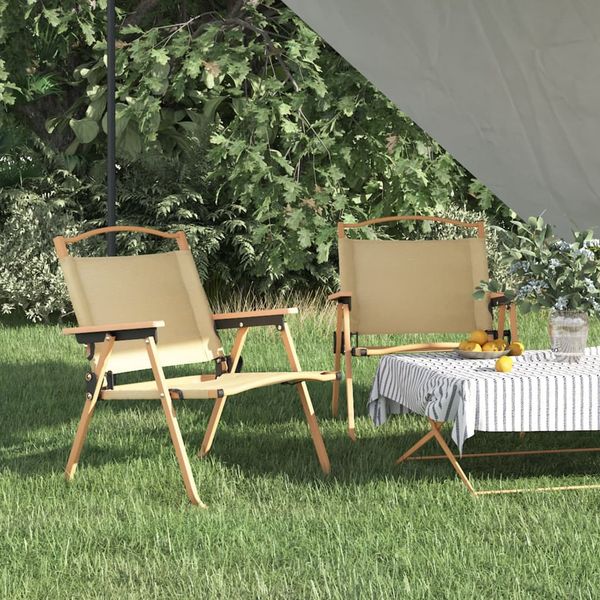 vidaXL Kempingové stoličky 2 ks béžové 54x43x59 cm oxfordská látka
