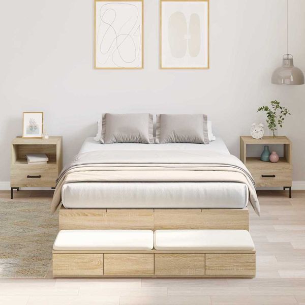 vidaXL Rám postele s úložným prostorem so zásuvkou Sonoma dub 120 cm