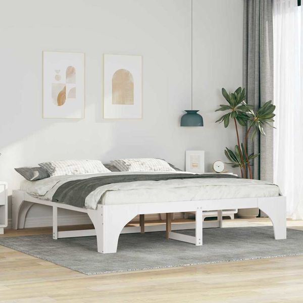 vidaXL Rám postele Biela 180 x 200 cm Masívne borovicové drevo