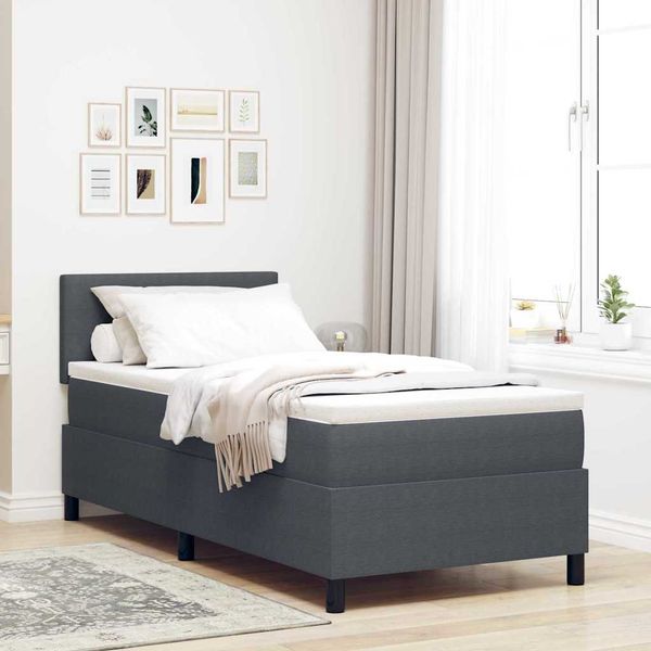 vidaXL Posteľ s pružinovým rámom Tmavo šedá a biela 80 x 200 cm