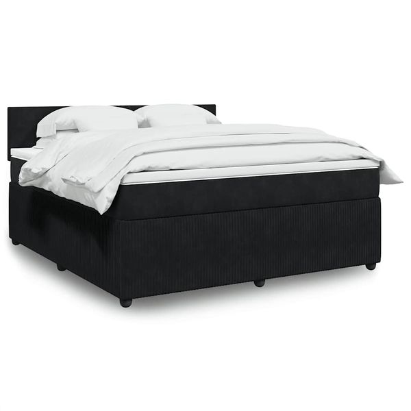vidaXL Posteľný rám boxspring s matracom čierny 180x200 cm zamat