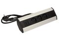 Povrchová zásuvka, rohové puzdro ORNO OR-AE-1360, 3x zásuvka, 2x USB, čierno-strieborná farba, kábel 1,8 m Povrchová zásuvka, rohové puzdro ORNO OR-AE-1360, 3x zásuvka, 2x USB, čierno-strieborná farba, kábel 1,8m