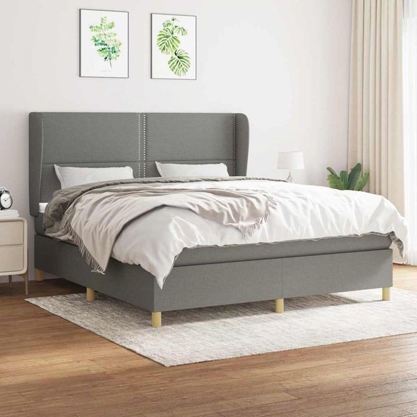 vidaXL Boxspring posteľ s matracom tmavosivá 160x200 cm látka