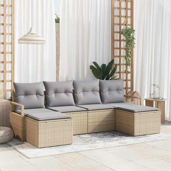 vidaXL Sada pohoviek 6 pcs Béžová polyratan