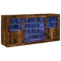 vidaXL Komoda s LED svetlami dymový dub 142,5x37x67 cm