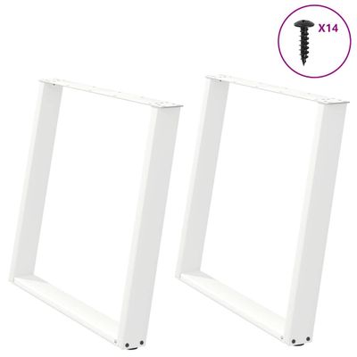 vidaXL Nohy k jedálenskému stolu v tvare U, 2 ks, biele, 90 x (72-73) cm, oceľové