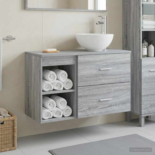 vidaXL Sada kúpeľňového nábytku 2 pcs Sivý Sonoma Kompozitné drevo