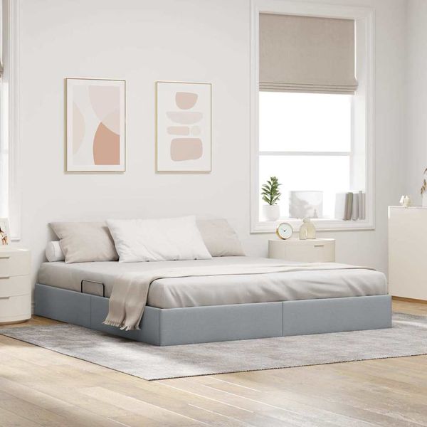 vidaXL Úložná posteľ s úložiskom Svetlosivá 193 x 203 cm Látka