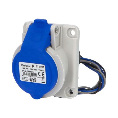 Zásuvka vstavaná 23M236 IP44-54/230V/16A/3P 6h, šikmá 10°, mikrospínač NC/ NO - SpeedPRO