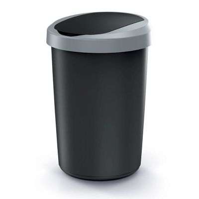 Kôš odpadkový COMPACTA R FLAP čierny so svetlo šedým vekom 40l