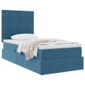 vidaXL Postel s úložným prostorem a matrací Tmavomodrá 90 x 190 cm