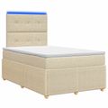 vidaXL LED boxspring posteľ s matracom Krémová 120 x 200 cm Látka
