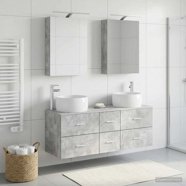 vidaXL Sada kúpeľňového nábytku 5 pcs Betónovo sivá