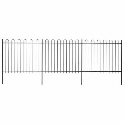 vidaXL Záhradný plot s oblúkom navrchu, oceľový 504x150 cm, čierny