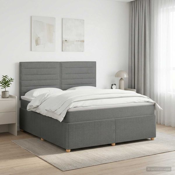 vidaXL Posteľ boxspring s matracom Tmavosivá 140 x 190 cm Látka
