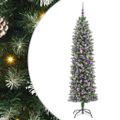 vidaXL Umelý chudý vianočný strom Zelená a biela 210 cm
