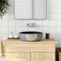 vidaXL Umývadlo na dosku čierna a hnedá okrúhle Φ41x14 cm keramické