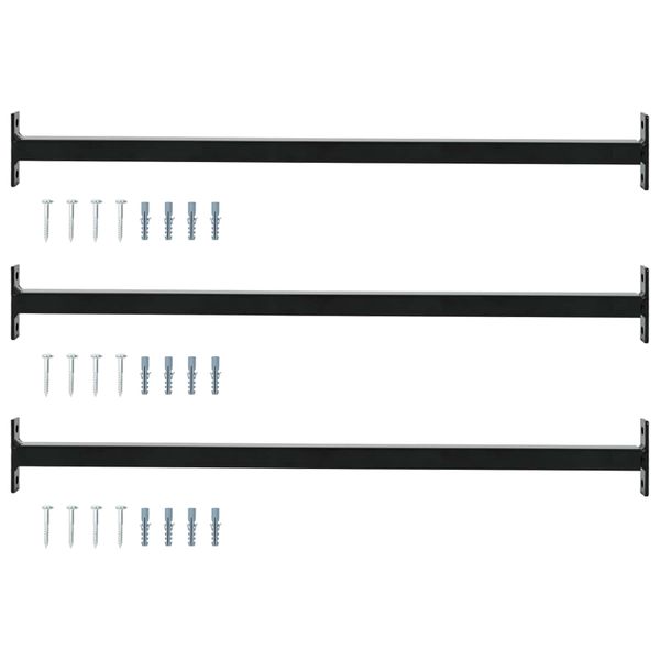 vidaXL Nastaviteľná bezpečnostná tyč na okno 3 pcs Čierny Oceľ
