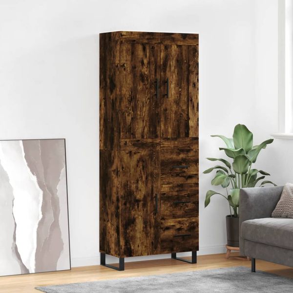 vidaXL Vysoká skrinka dymový dub 69,5x34x180 cm spracované drevo