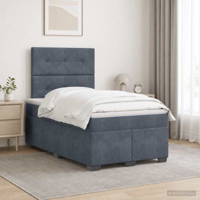 vidaXL Posteľ boxspring s matracom Tmavosivá 120 x 190 cm Zamat