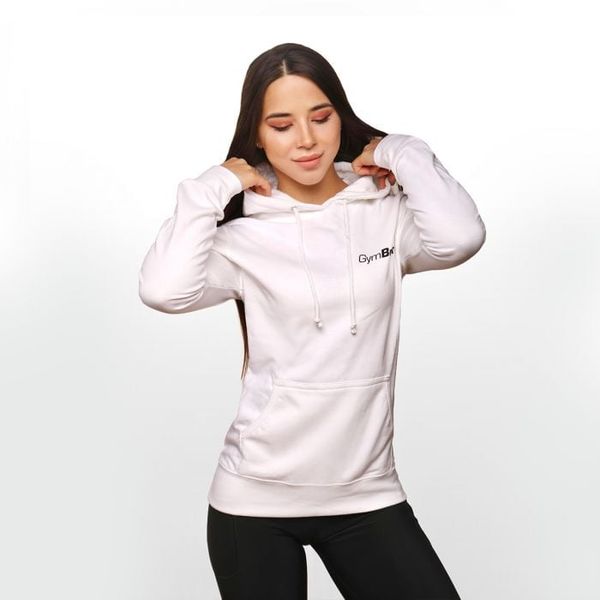 Dámska mikina PRO Hoodie White - GymBeam, veľkosť L