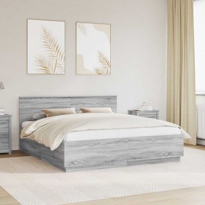 vidaXL Rám postele Sivý Sonoma 200 x 200 cm Kompozitné drevo