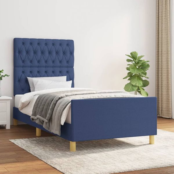 vidaXL Rám postele bez matraca Modrá 100x200 cm Látka